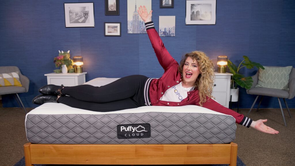 Nichole testing the Puffy Cloud Mattress