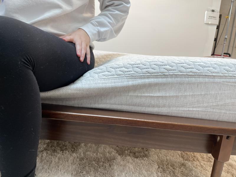Seated edge support test on the Tuft & Needle Mattress